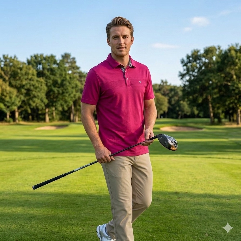 Callaway Opti-Dri Mens Golf Polo Shirt Magenta Short Sleeve Performance M 093